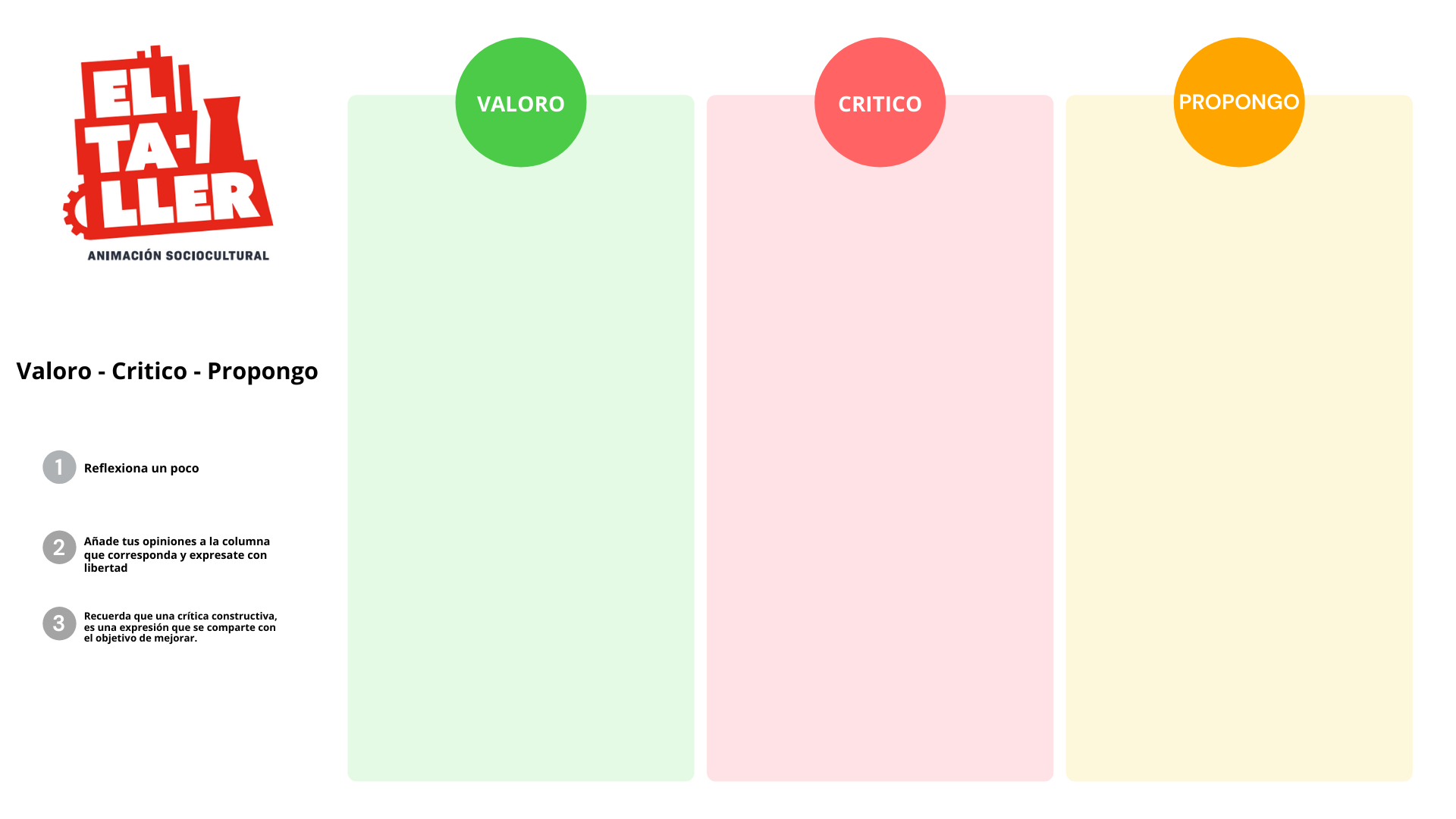 Valoro - Critico - Propongo El Taller ASC